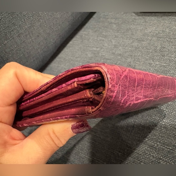 Miu Miu Croc Embossed Leather Long Wallet Purple Italy - Picture 10 of 16